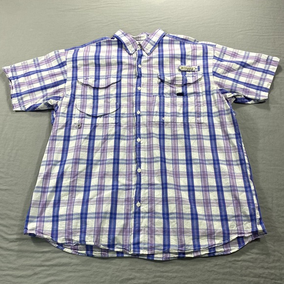 Columbia Other - Columbia PFG Shirt Mens XL Blue Plaid Button Up Vented Fishing Outdoor Camp